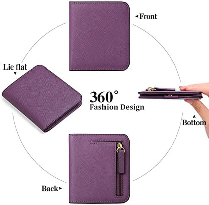 Next Day Delivery Before 10PM RFID Blocking Leather Compact Bi-fold Women's Purse