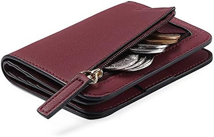 Next Day Delivery Before 10PM RFID Blocking Leather Compact Bi-fold Women's Purse