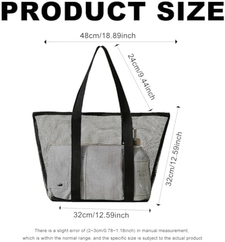 Next Day Delivery Before 10PM Mesh Beach Bag Summer Beach bags with Zipper Women Foldable Beach Tote Bag Shoulder Handbag Beach Bags for Women Summer Picnic Vacation Shopping Pool Swimming Beach Essentials