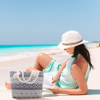 Next Day Delivery Before 10PM FAVORTALK Beach Shoulder Canvas Handbag - Stylish and Practical for Shopping and Sunbathing