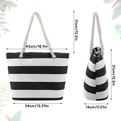 Next Day Delivery Before 10PM Zuimei Beach Bag,Waterproof Tote Bag Canvas Summer Bags Beach Travel Handbag Stripe Shoulder Bags for Womens Girls Pool Vocation Travel School Work Shopping