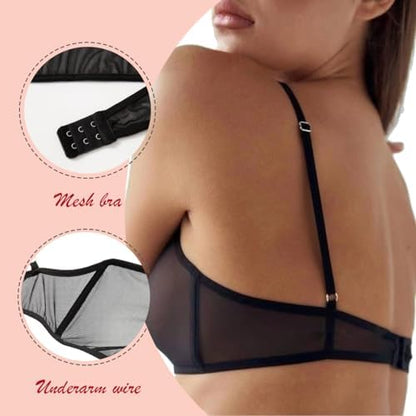 Next Day Delivery Before 10PM  See-Through Brassiere: Breathable and Ultra-Thin Women's Bra and Knicker Set