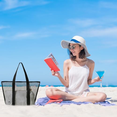 Next Day Delivery Before 10PM Mesh Beach Bag Summer Beach bags with Zipper Women Foldable Beach Tote Bag Shoulder Handbag Beach Bags for Women Summer Picnic Vacation Shopping Pool Swimming Beach Essentials