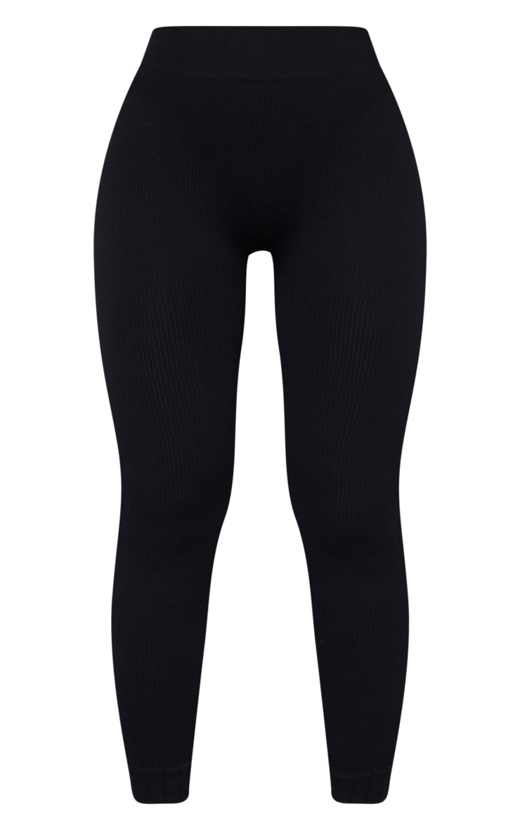 Next day delivery mon-fri 10pm Pale Grey  Structured Contour Rib Cuffed Detail Leggings