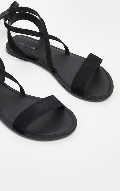 Next Day Delivery Before 10pm Black Basic Leather Sandal