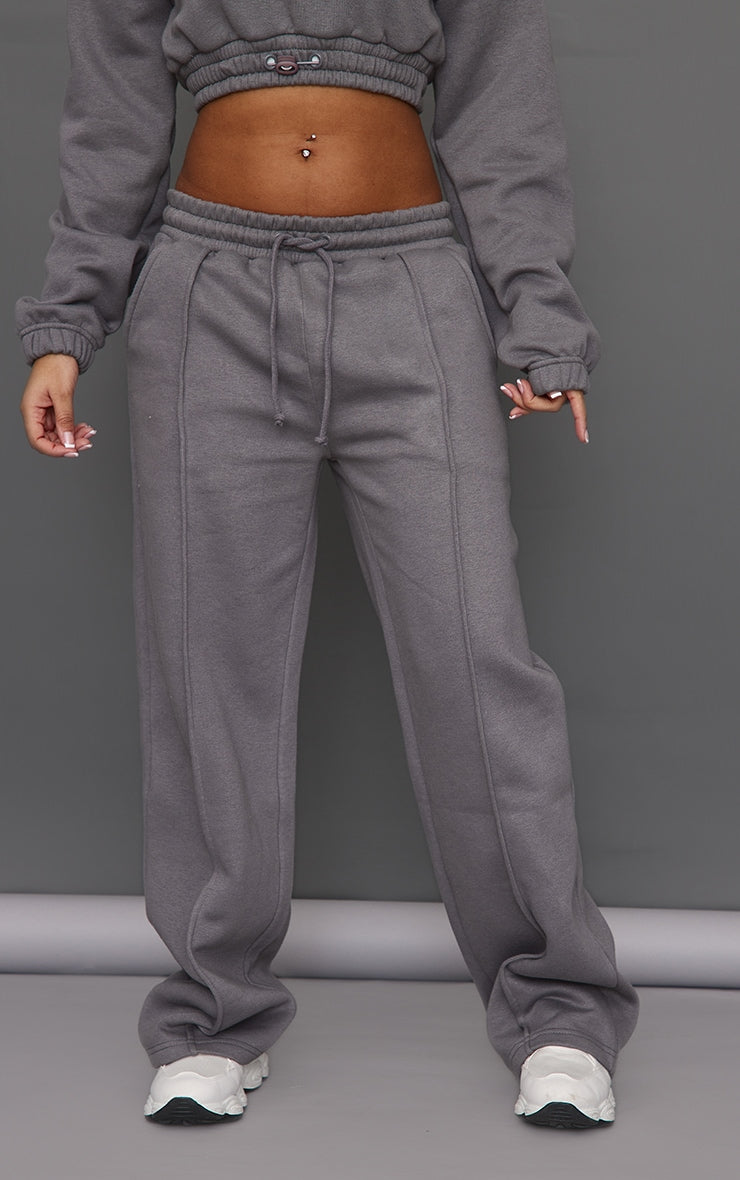 Petite Moss Grey Wide Leg Seam Detailed Joggers Next Day Delivery Before 10 pm