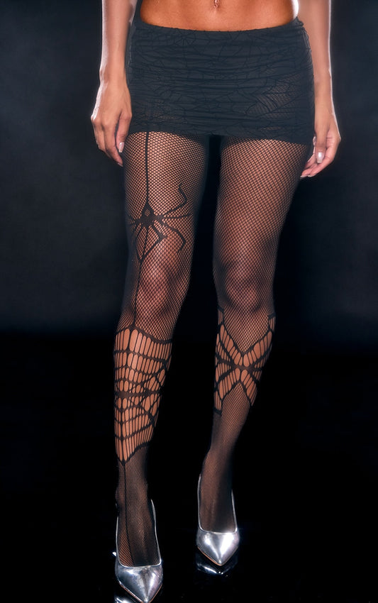 Black Spider Fishnet Tights  Next Day Delivery Before 10 pm