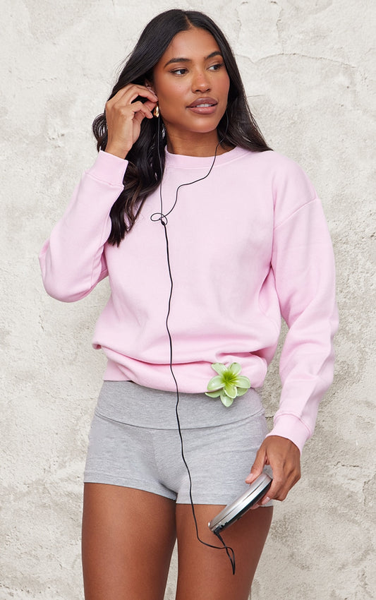 Next Day Delivery Before 10 PM Baby Pink Oversized Fit Sweatshirt