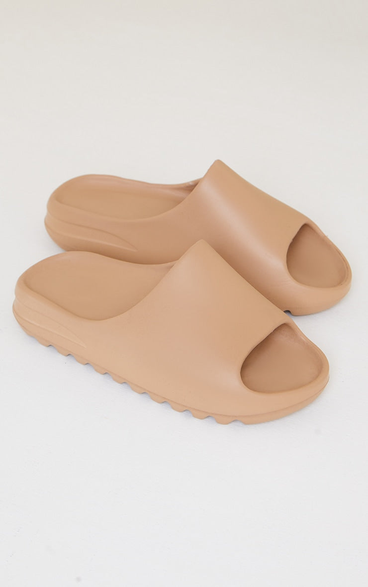 Next Day Delivery Before 10pm Cream Rubber Ribbed Sole Sliders