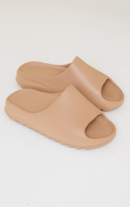 Next Day Delivery Before 10pm Cream Rubber Ribbed Sole Sliders