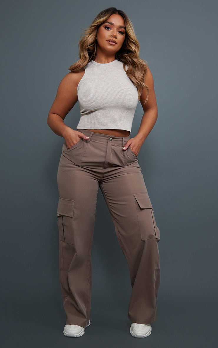 Next Day Delivery Before 10 pm  Shape Stone Buckle Detail Cargo Wide Leg Trousers