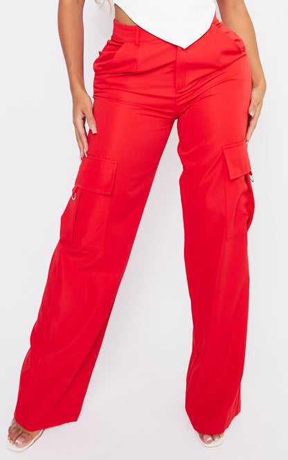 Next Day Delivery Before 10 pm  Shape Stone Buckle Detail Cargo Wide Leg Trousers