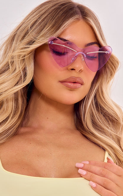 Next Day Delivery Before 10PM Purple Wave Heart Lens Sunglasses