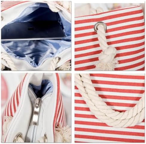 Next Day Delivery Before 10PM FAVORTALK Large Capacity Weekend Handbag with Chic Stripes - Stylish Women's Beach Bag for Summer Essentials