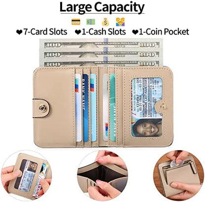 Next Day Delivery Before 10PM RFID Blocking Leather Compact Bi-fold Women's Purse