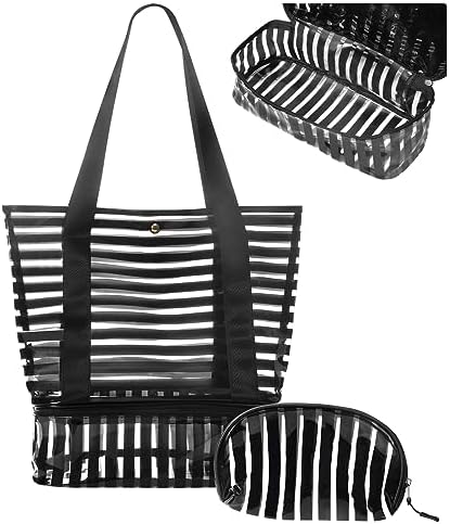 Next Day Delivery Before 10PM Deciniee Large Capacity Striped Beach Bag with Waterproof Compartments for Women