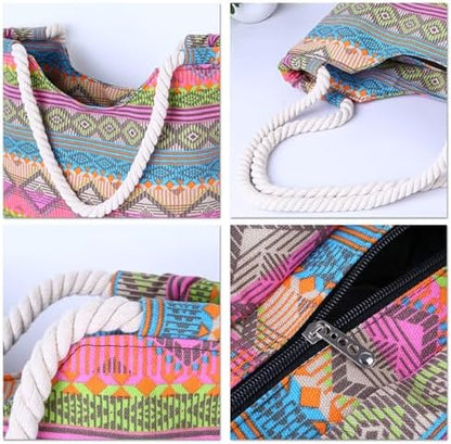 Next Day Delivery Before 10PM FAVORTALK Beach Shoulder Canvas Handbag - Stylish and Practical for Shopping and Sunbathing