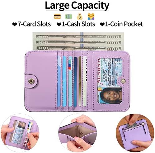 Next Day Delivery Before 10PM RFID Blocking Leather Compact Bi-fold Women's Purse