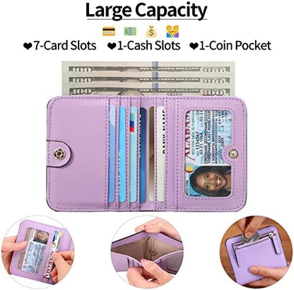 Next Day Delivery Before 10PM RFID Blocking Leather Compact Bi-fold Women's Purse