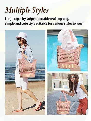 Next Day Delivery Before 10PM Deciniee Large Capacity Striped Beach Bag with Waterproof Compartments for Women