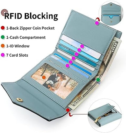 Next Day Delivery Before 10PM RFID Blocking Leather Compact Bi-fold Women's Purse