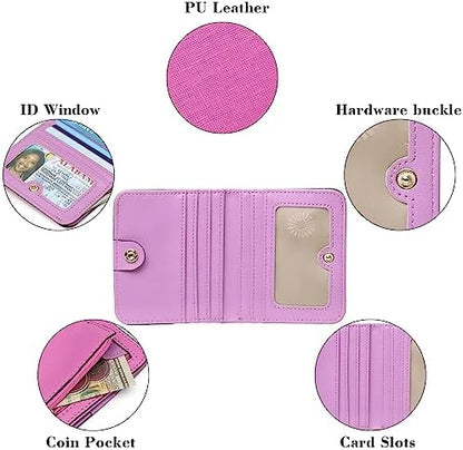 Next Day Delivery Before 10PM RFID Blocking Leather Compact Bi-fold Women's Purse