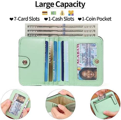 Next Day Delivery Before 10PM RFID Blocking Leather Compact Bi-fold Women's Purse