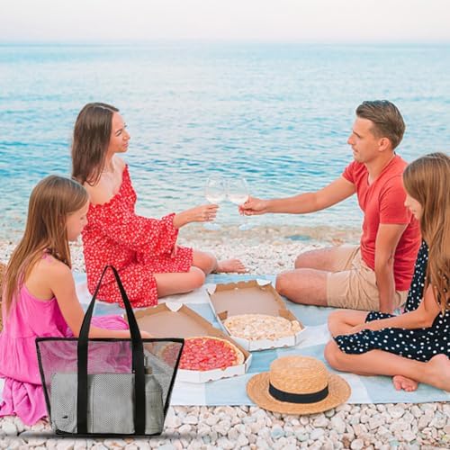 Next Day Delivery Before 10PM Mesh Beach Bag Summer Beach bags with Zipper Women Foldable Beach Tote Bag Shoulder Handbag Beach Bags for Women Summer Picnic Vacation Shopping Pool Swimming Beach Essentials