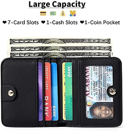 Next Day Delivery Before 10PM RFID Blocking Leather Compact Bi-fold Women's Purse