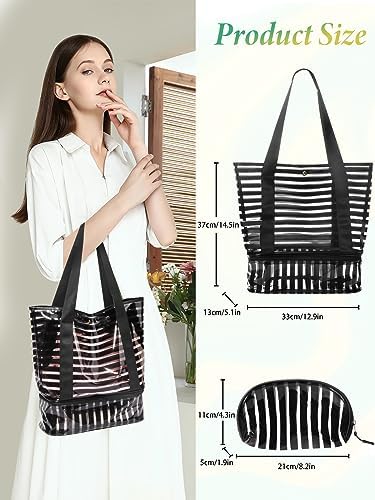 Next Day Delivery Before 10PM Deciniee Large Capacity Striped Beach Bag with Waterproof Compartments for Women