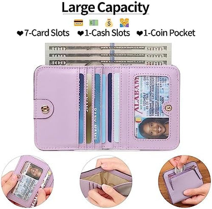 Next Day Delivery Before 10PM RFID Blocking Leather Compact Bi-fold Women's Purse