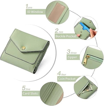 Next Day Delivery Before 10PM RFID Blocking Leather Compact Bi-fold Women's Purse