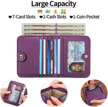 Next Day Delivery Before 10PM RFID Blocking Leather Compact Bi-fold Women's Purse