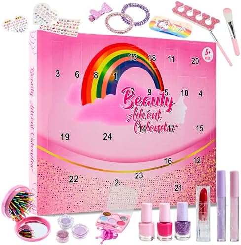 KreativeKraft Girls Beauty Advent Calendar 2024 - Peel Off Nail Polish Makeup Nail Stickers (Beauty)