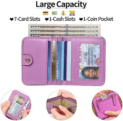 Next Day Delivery Before 10PM RFID Blocking Leather Compact Bi-fold Women's Purse