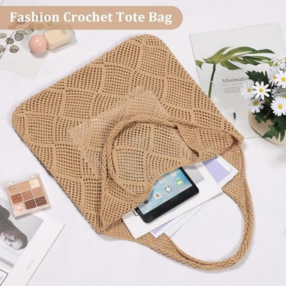 Next Day Delivery Before 10PM Etercycle Crochet Summer Vacation Beach Bag in Darkbrown