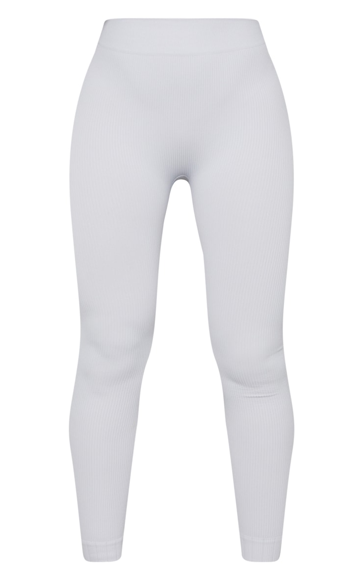 Next day delivery mon-fri 10pm Pale Grey  Structured Contour Rib Cuffed Detail Leggings