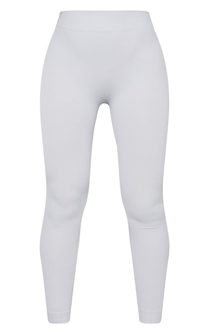 Next day delivery mon-fri 10pm Pale Grey  Structured Contour Rib Cuffed Detail Leggings