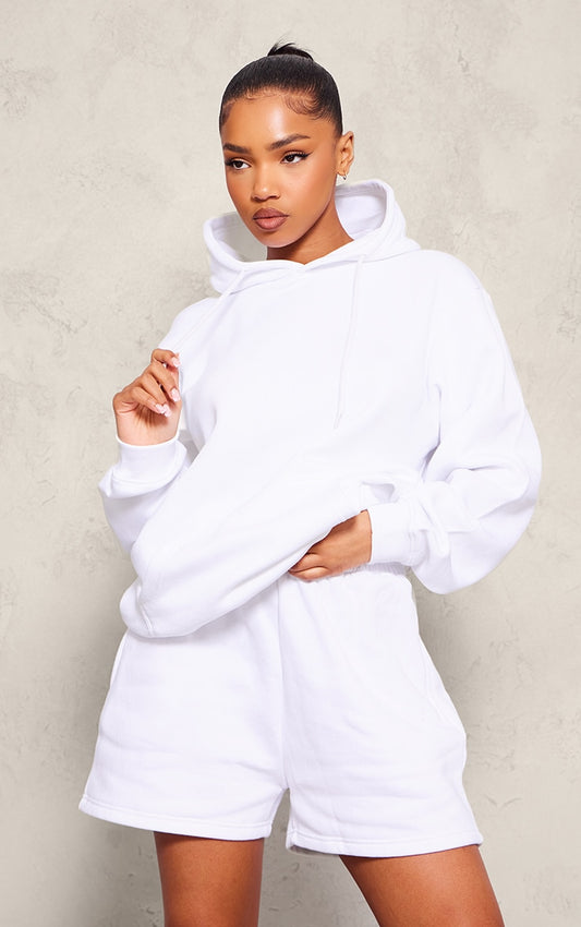 White Oversized Fit Sweat Hoodie Next Day Delivery Before 10 pm