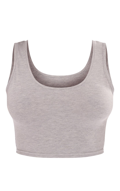 Next Day Delivery Before 10 PM Essential Grey Marl Cotton Blend Crop Top