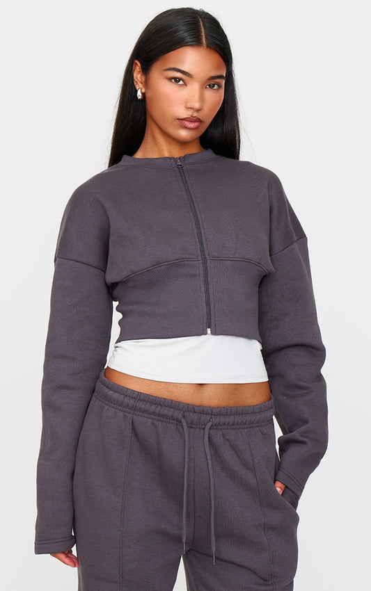Charcoal Extreme Cinched Waist Sweatshirt Next Day Delivery