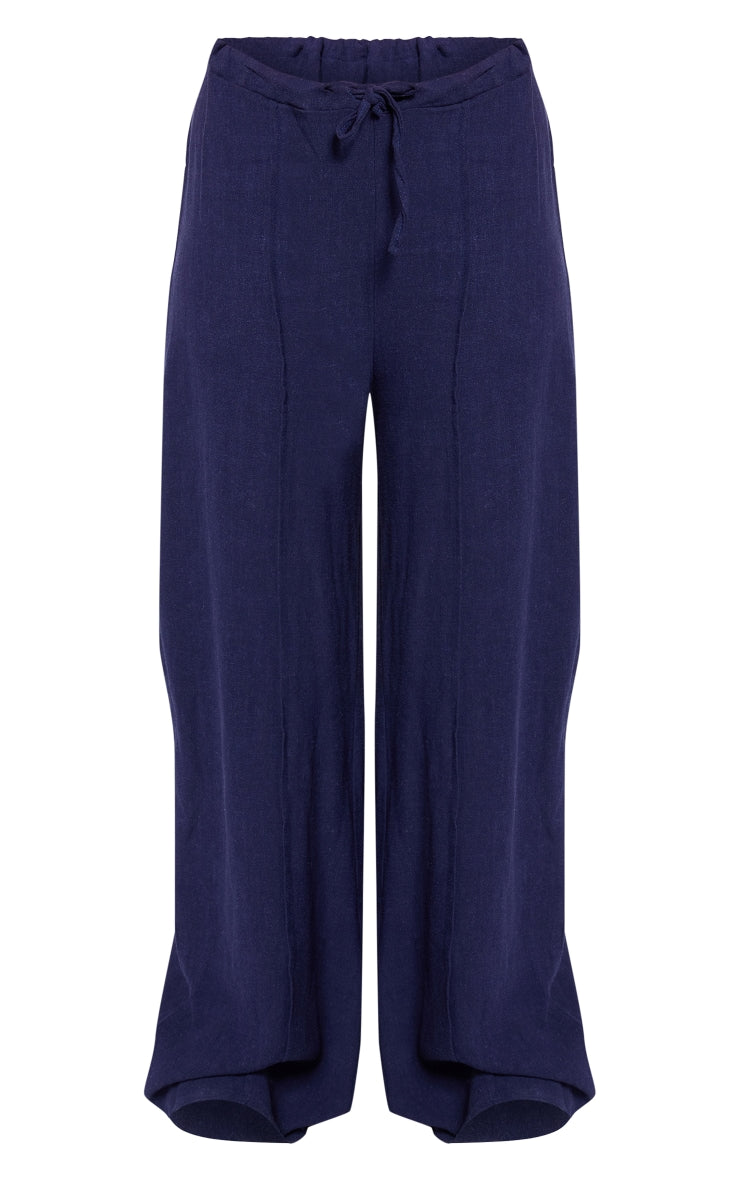 Next Day Delivery Before 10 pm Chic: Oatmeal Linen Look Pintuck Slouchy Trousers