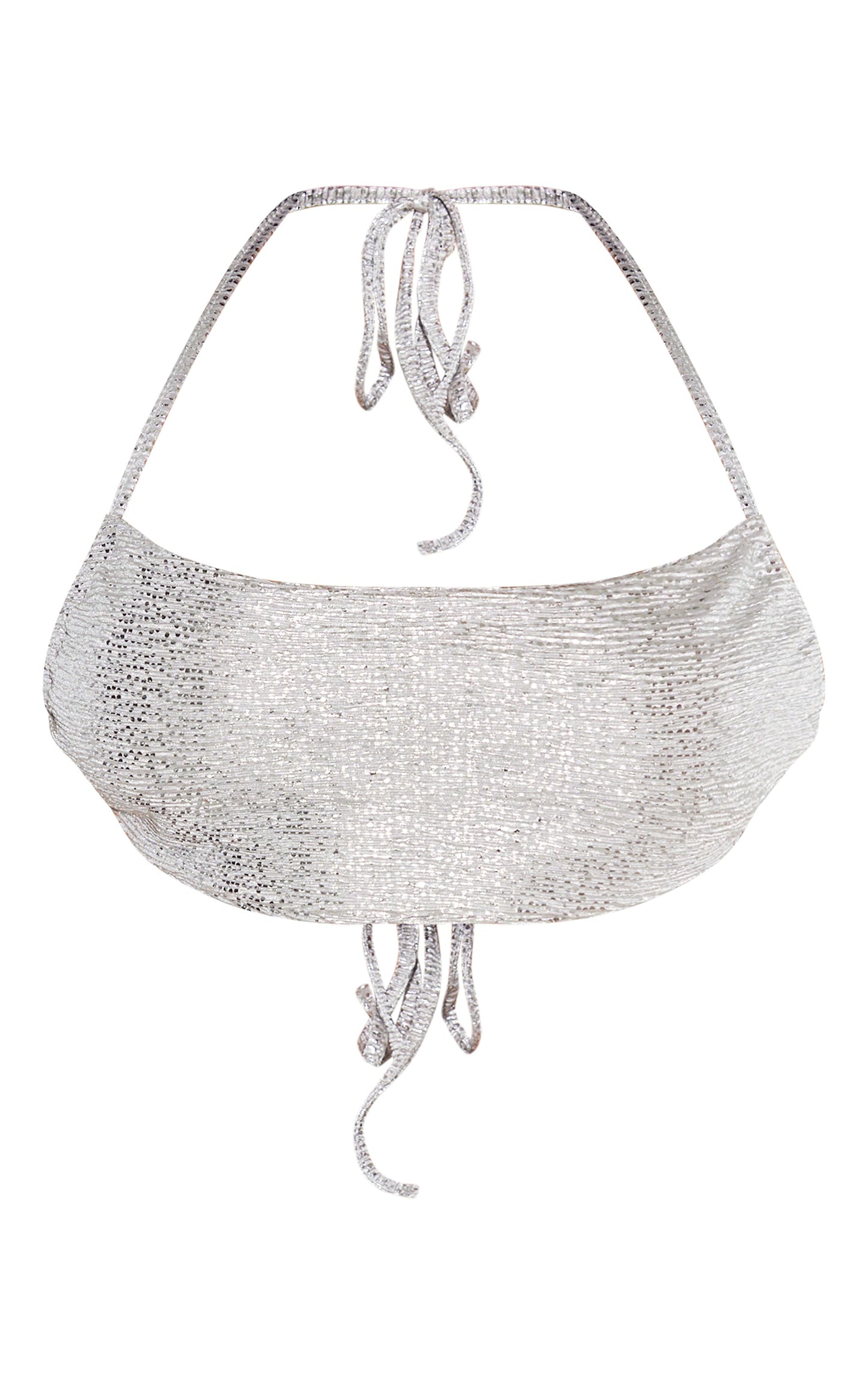 Next Day Delivery Before 10pm Shape Silver Glitter Textured Halterneck Top