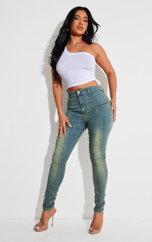 Shape Indigo Blue Wash Panel Detail Skinny Jeans Next Day Delivery Before 10 pm