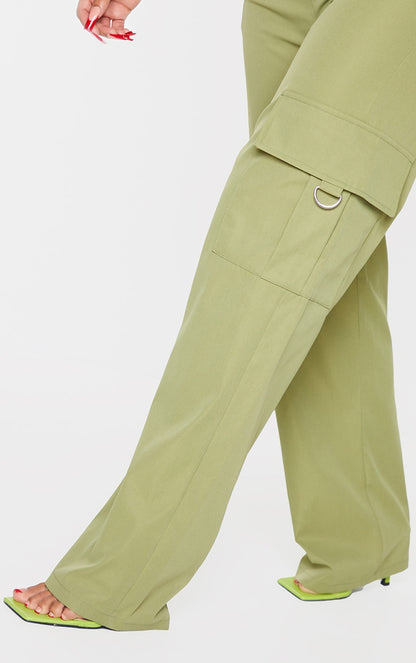 Next Day Delivery Before 10 pm  Shape Stone Buckle Detail Cargo Wide Leg Trousers