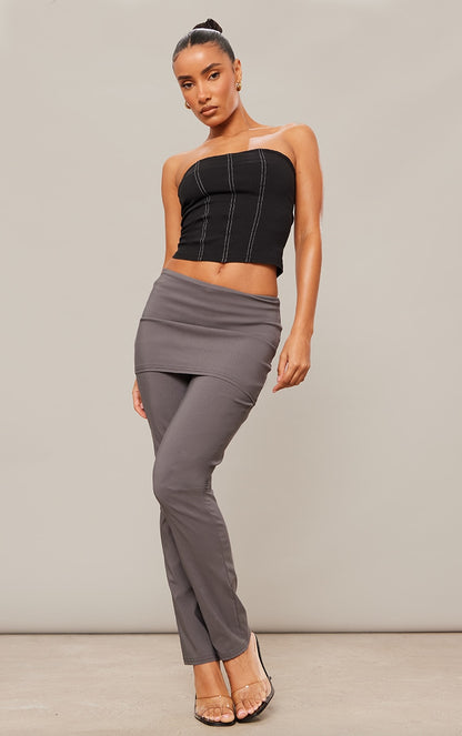 Next Day Delivery Before 10 PM Black Stretch Woven Peplum Skirt Trousers: Effortlessly Chic Style