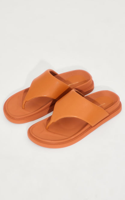 Next Day Delivery Before 10PM White PU Round Toe Thong Footbed Flat Sandals