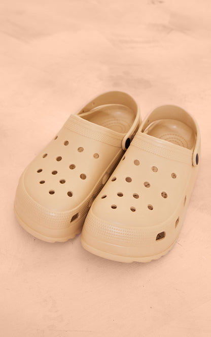 Next Day Delivery Before 10pm Beige Round Toe Moveable Strap Clogs