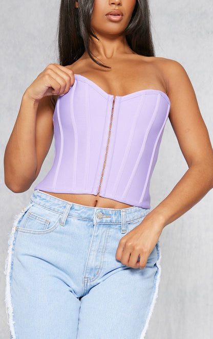 Next Day Delivery Before 10 PM Lilac Bandage Hook And Eye Structured Corset