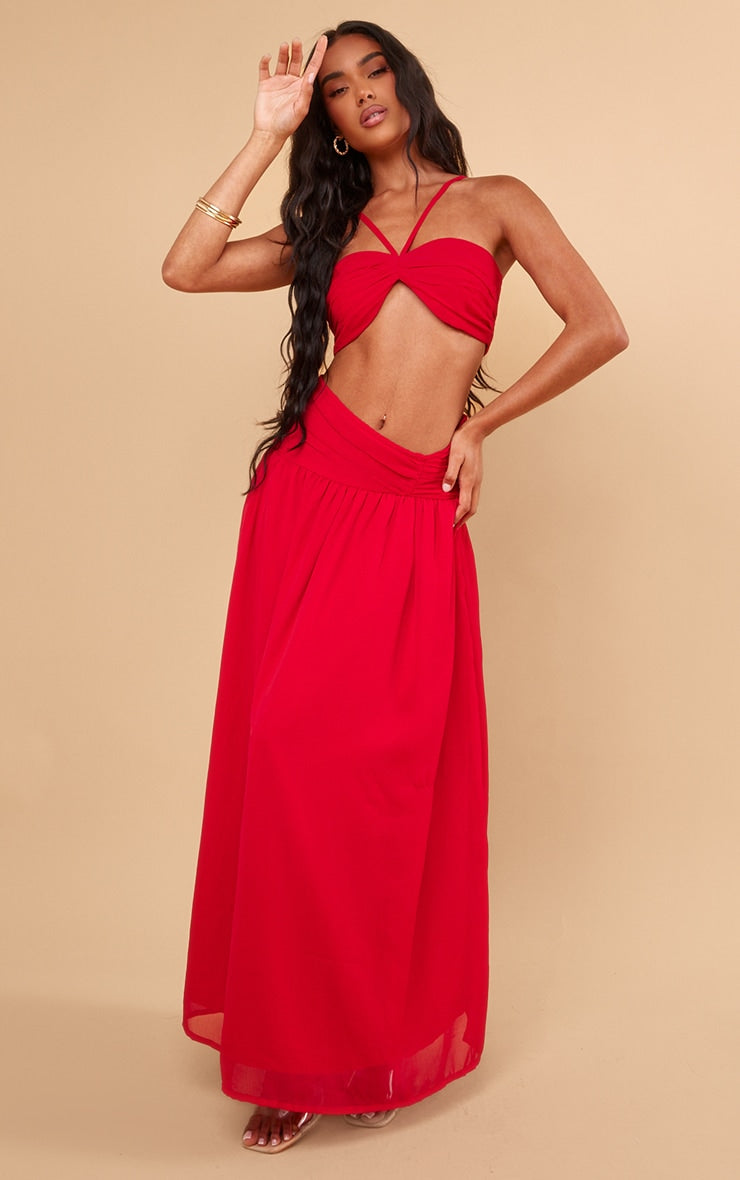 Next Day Delivery Before 10pm Red Ruched Front Halterneck Bralette